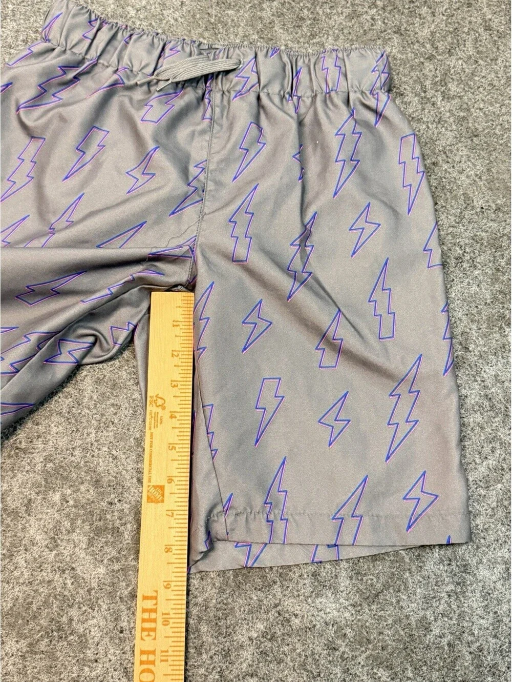 City Streets Boys Lightning Bolt Swim Trunks Gray M 10/12 Husky